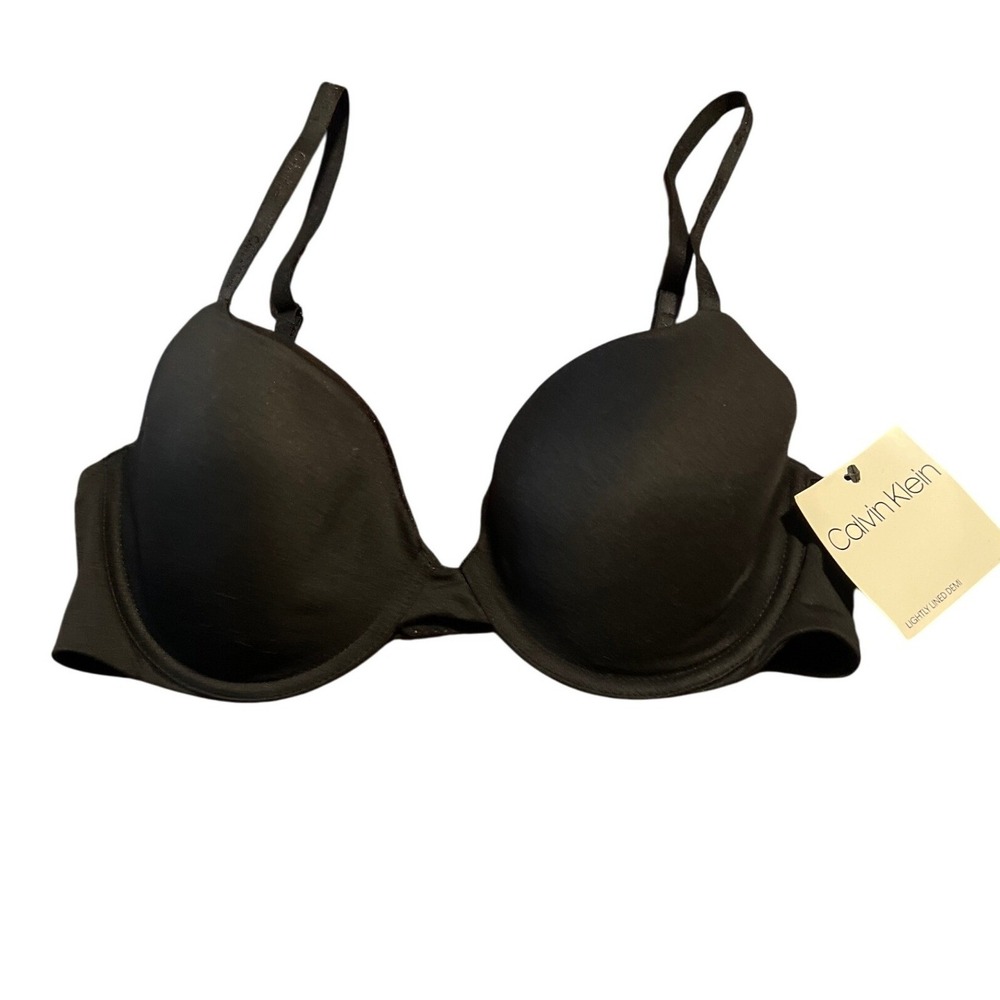 Calvin‎ Klein Black T-shirt Bra Lightly Lined Underwire Plunge 36B